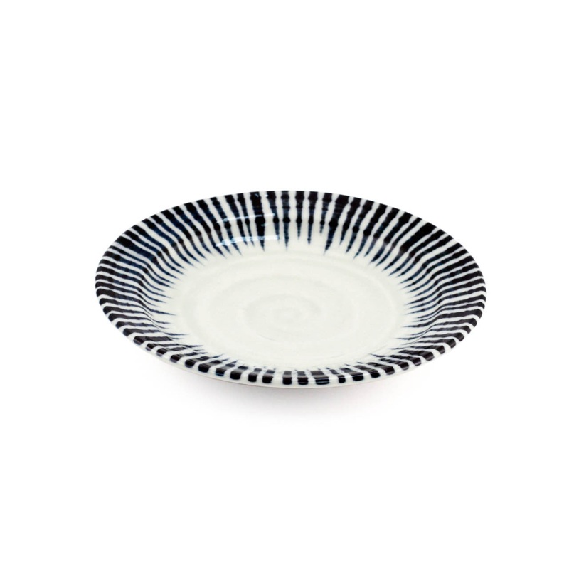 Blue Stripe Rimmed Plate Kozara 5.35" dia