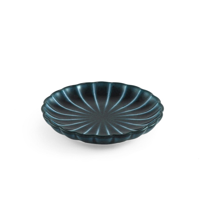Giyaman Daisy Glossy Blue Round Plate 3.9" dia