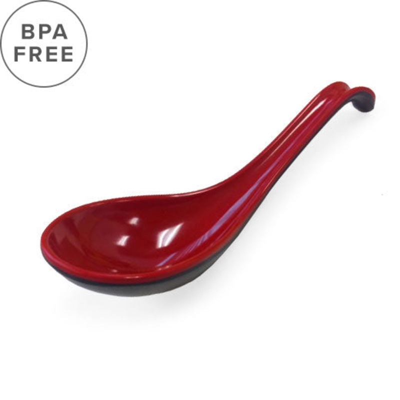 Melamine Large Red x Black Renge Ramen Spoon 6.5" Length