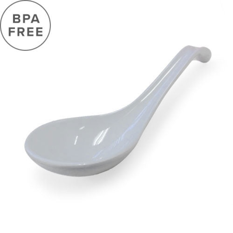 Melamine Large White Renge Ramen Spoon 6.5" Length