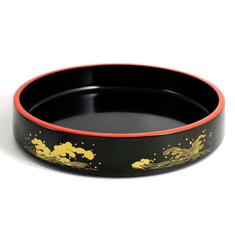 Wave Motif Sushi Serving Tray (Sushi Oke) 15.67" dia