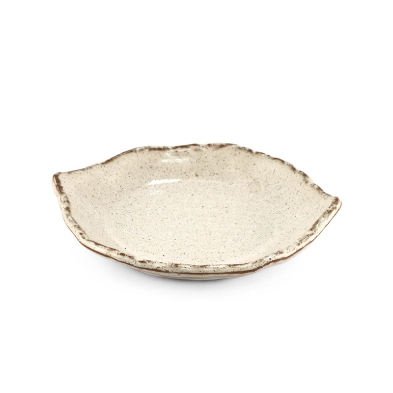 White Glazed Leaf Shaped Plate Kozara 6.18" x 5.51"