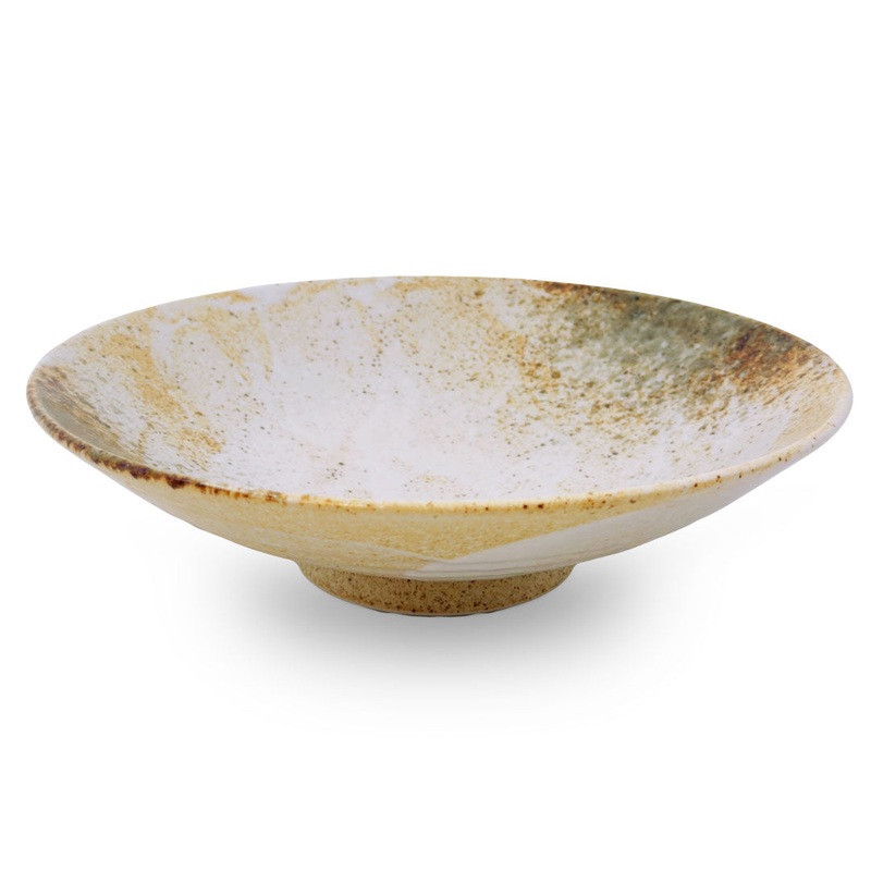 Yukishino Moss White Serving Deep Plate 11.02" dia