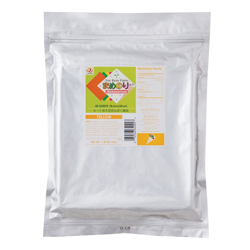 Gluten-Free Mamenorisan Soybean Paper Yellow (Turmeric, Paprika) 20 Sheets