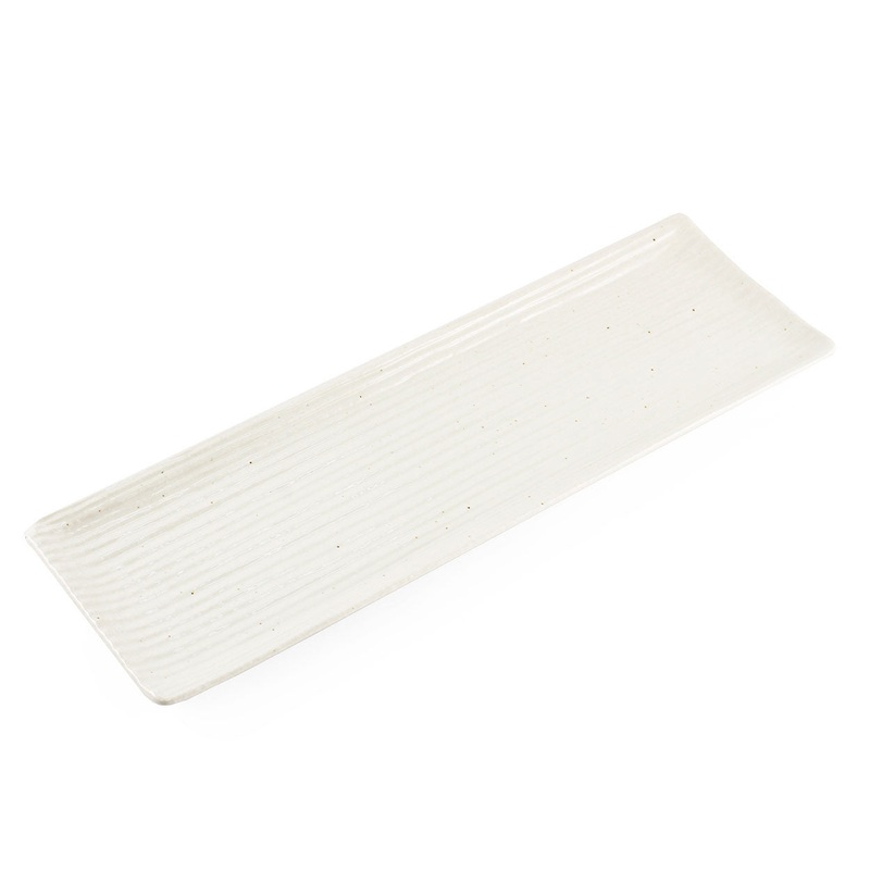 Kobiki White Rectangular Plate with Lines 13.2" x 4.2"