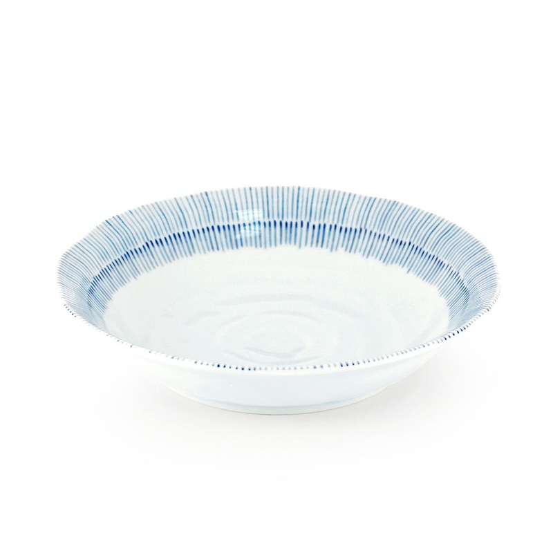 Kyo Tokusa Blue Lined Bowl 27 fl oz / 8.46" dia