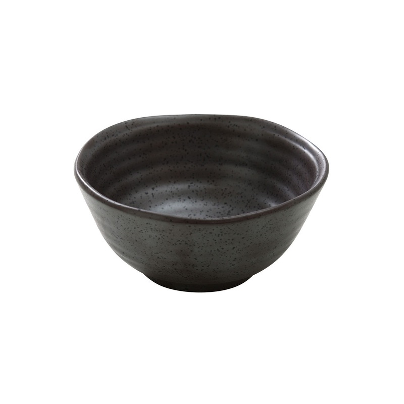 Metallic Gray Black Speckled Porcelain Soup Bowl 8 fl oz / 4.5" dia