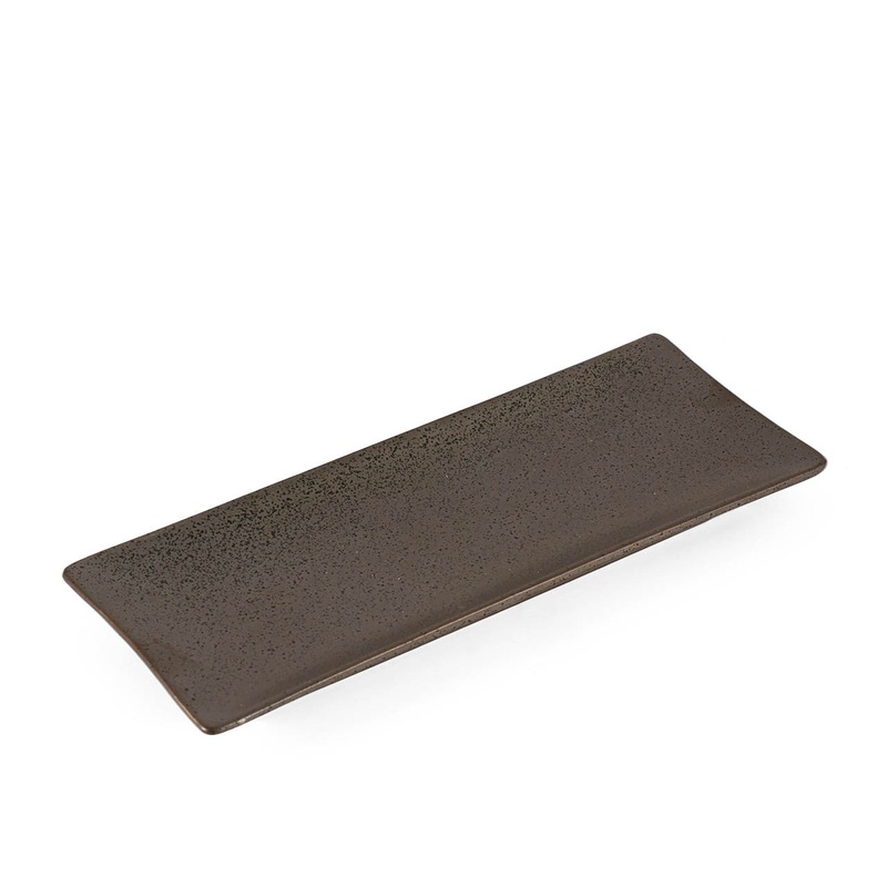 Metallic Gray Black Speckled Rectangular Plate 10.5" x 4.38"