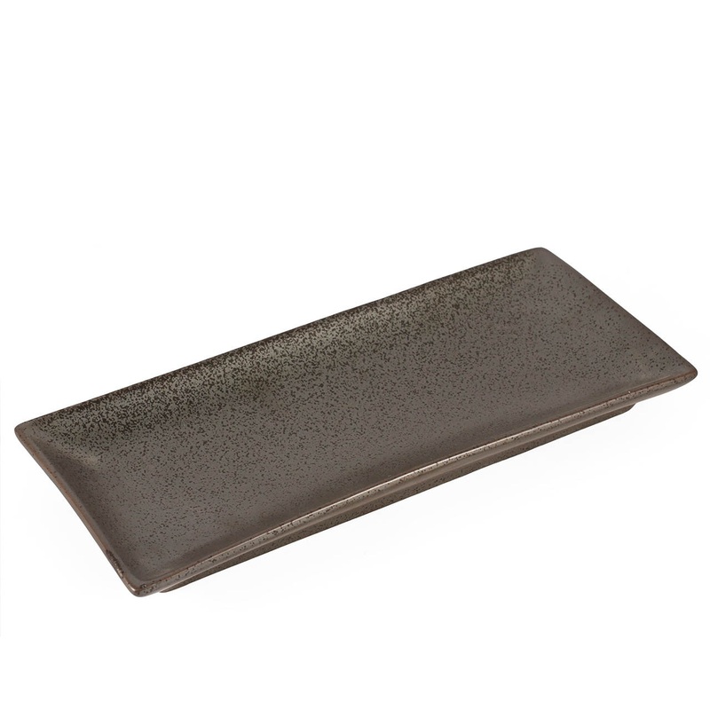 Metallic Gray Black Speckled Rectangular Plate 12" x 5.25"