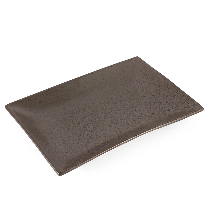 Metallic Gray Black Speckled Rectangular Plate 12" x 8.5"
