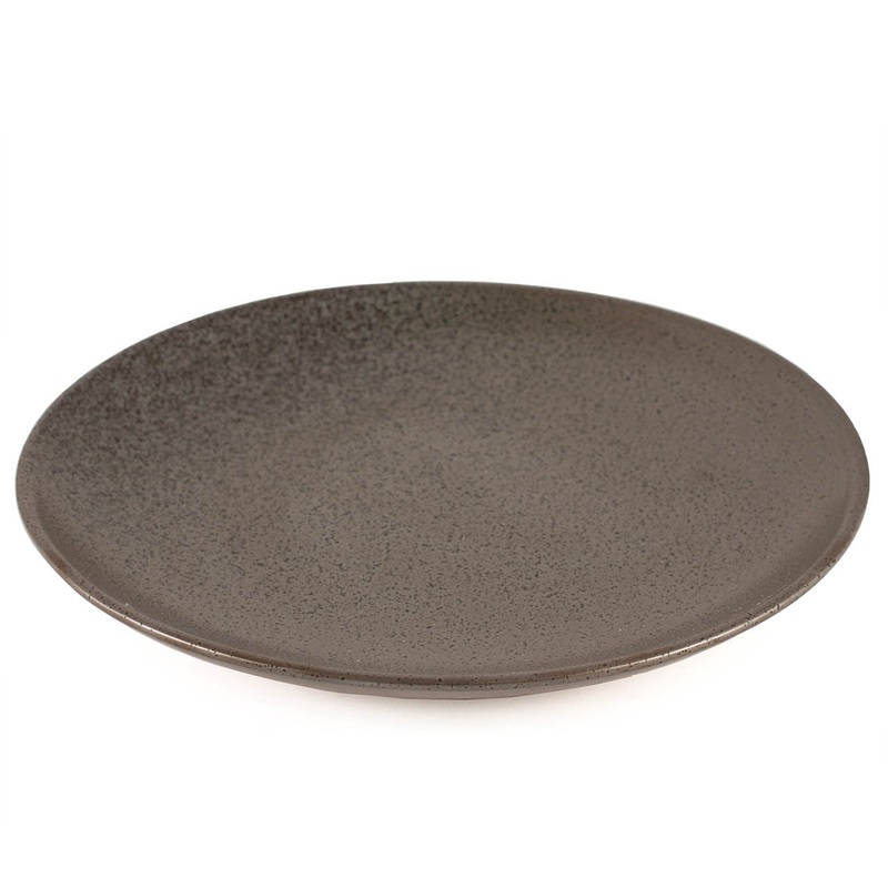 Metallic Gray Black Speckled Round Plate 10.5" dia