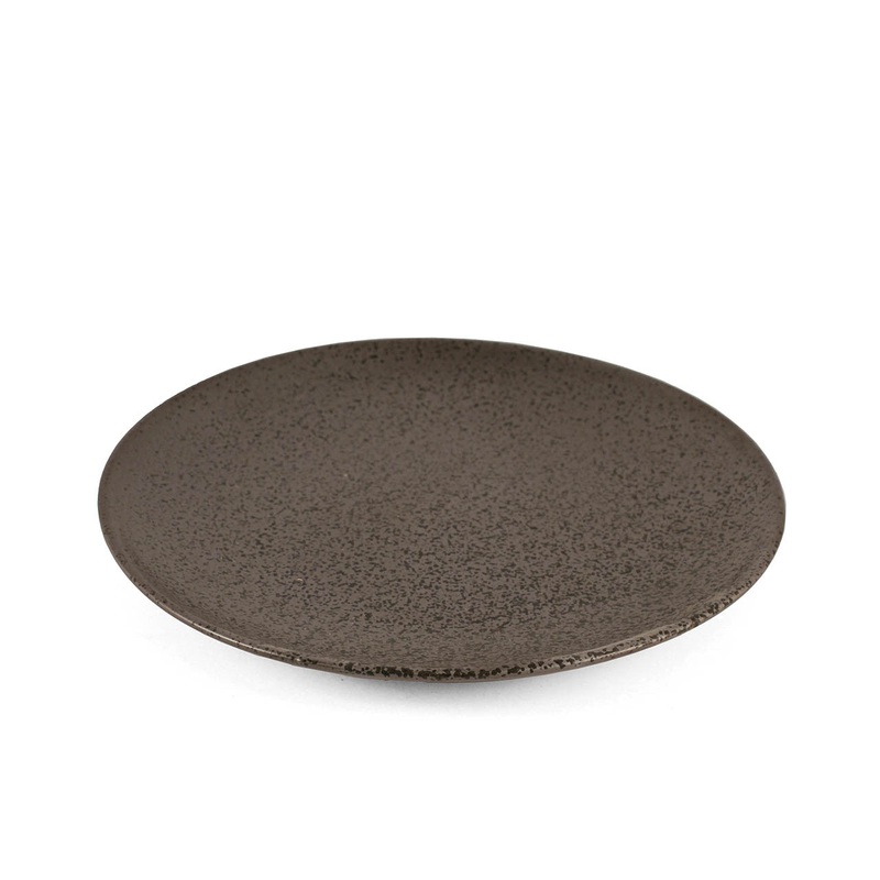 Metallic Gray Black Speckled Round Plate 7" dia