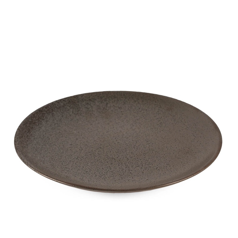 Metallic Gray Black Speckled Round Plate 9" dia