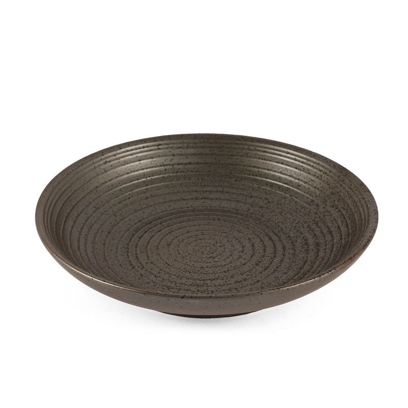Metallic Gray Black Speckled Serving Plate 8" dia