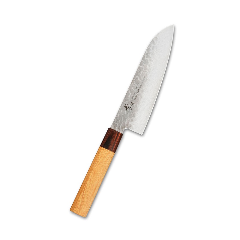 Sakai Takayuki Damascus Hammered VG-10 Santoku 170mm (6.7") with Wa-handle