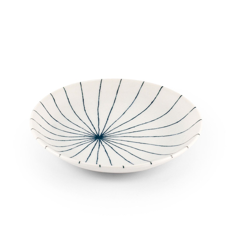 Tokusa Blue Lined Side Plate Kozara 6.3" dia
