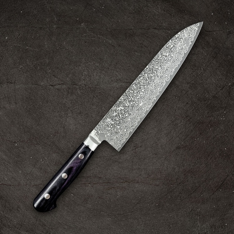 Yoshimi Kato VG-10 Nickel Damascus Gyuto 210mm (8.2") Dark Purple Handle