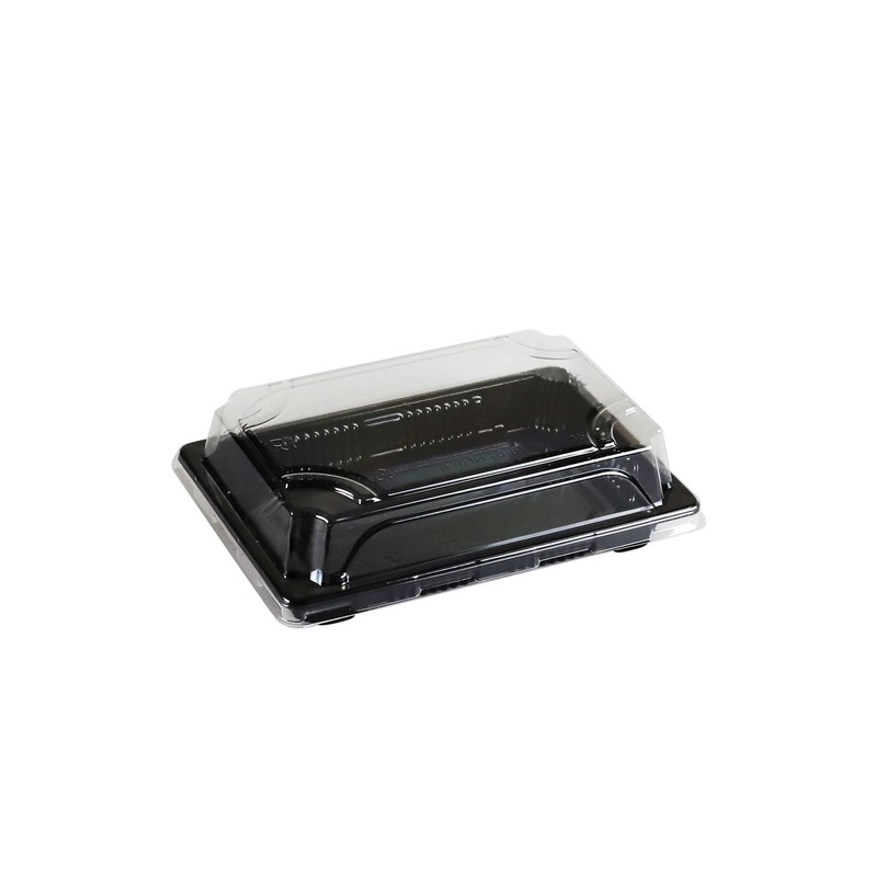 A-01HL PS Black Take Out Sushi Tray 6.5" x 4.5" (500/case)