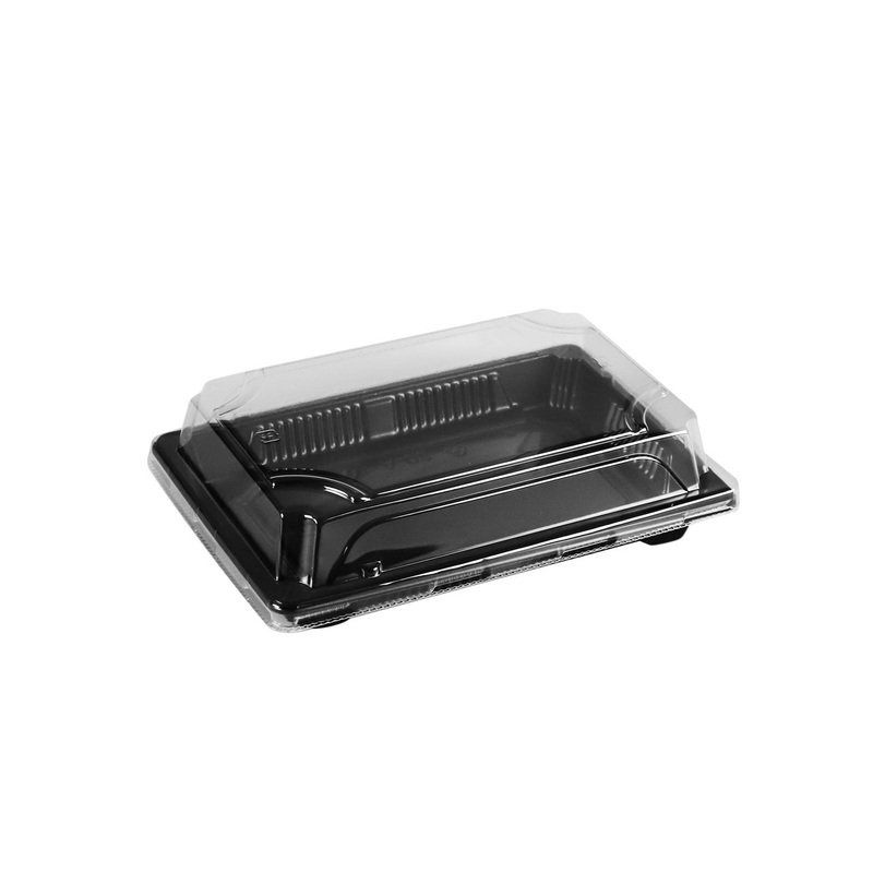 A-02HL PS Black Take Out Sushi Tray 7.3" x 4.9" (500/case)