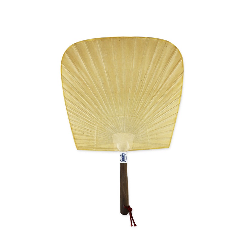 Beige Shibu Uchiwa Fan with Wooden Handle 9.8" x 14.4"