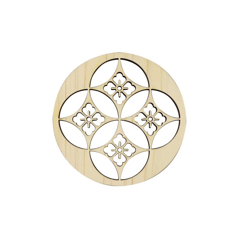 Hinoki (Japanese Cypress) Coaster Overlapping Flowers