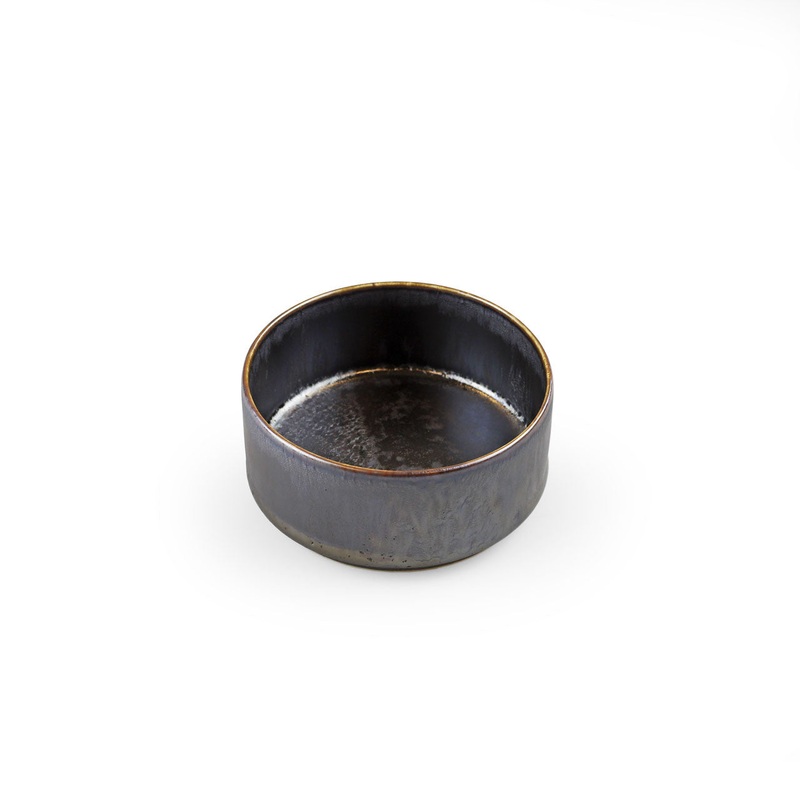Jakuen Metallic Black Grazed Stackable Kobachi Bowl 9 fl oz / 3.9" dia