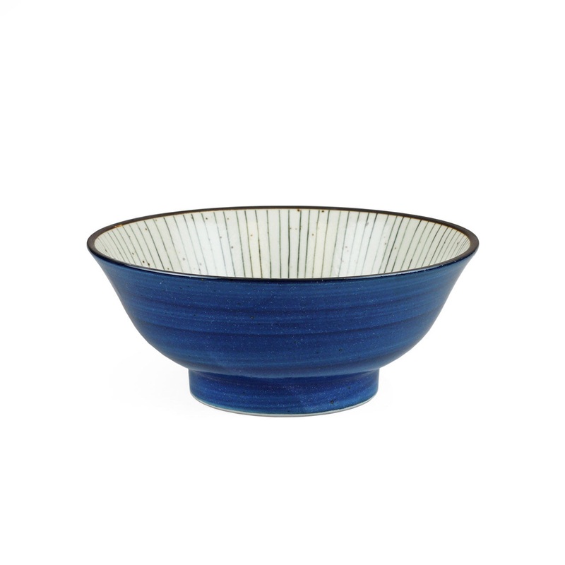 Tokusa Blue Lined Interior Noodle Bowl 48 fl oz / 8.5" dia
