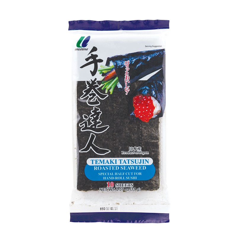 Urashima Temaki Tatsujin Sushi Nori Seaweed Half Cut 10 Sheets