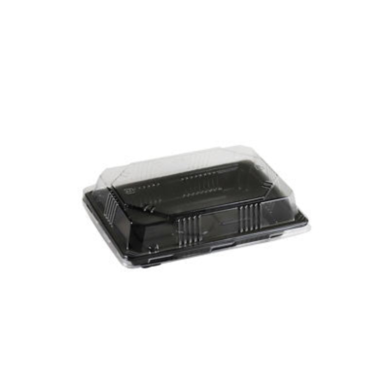 YB-01 PET Black Take Out Sushi Tray 6.7" x 4.75" (500/case)