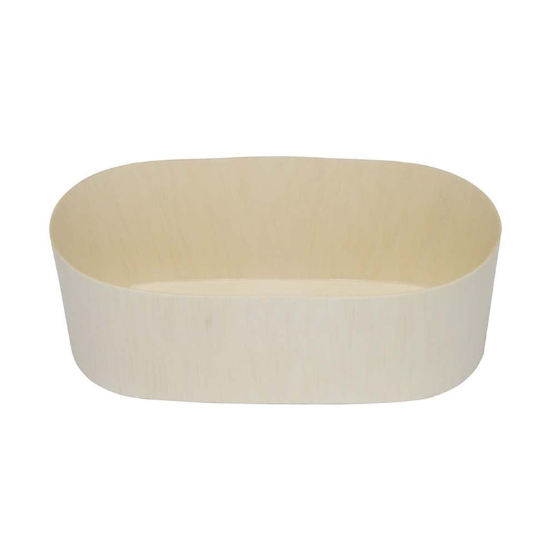 Coco Wooden Oval Takeout Bento Box 3.7" x 7.75" x  2.6" (25/pack) - No Lids