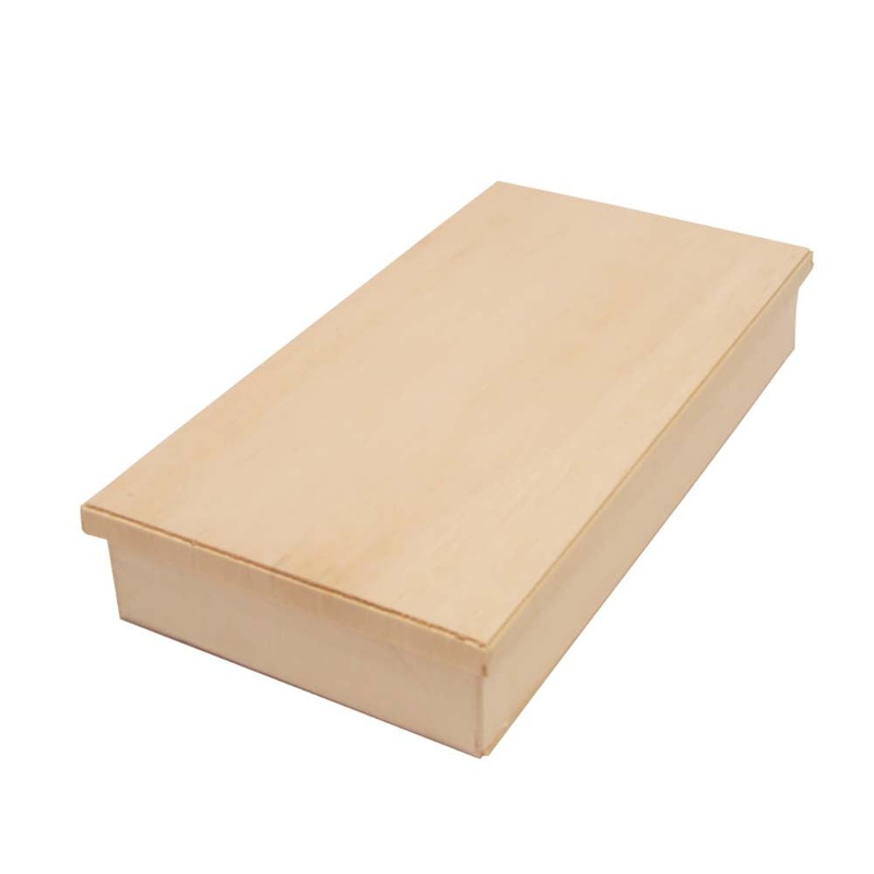 Coco Wooden Rectangular Takeout Bento Box Large 9" x 4.75" (25/pack) - W/ Lid
