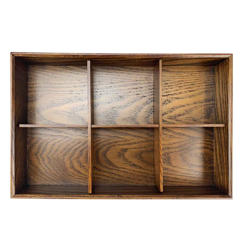 Kiwami Brown Wooden 6 Compartment Bento Platter 12.2" x 8.2"