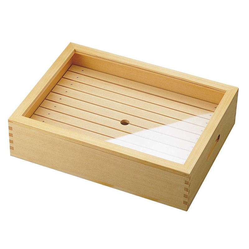 Wooden Sushi Neta Box with Clear Lid 15.4" x 11.4"