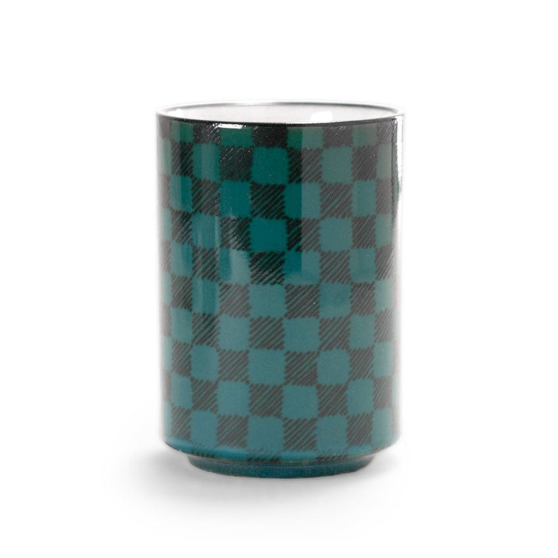Green Checkered Sushi Teacup 5.5 fl oz / 2.4" dia