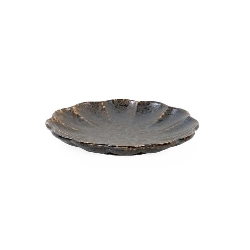 Kikka Daisy Black Kessho Appetizer Plate Kozara 5.6" dia