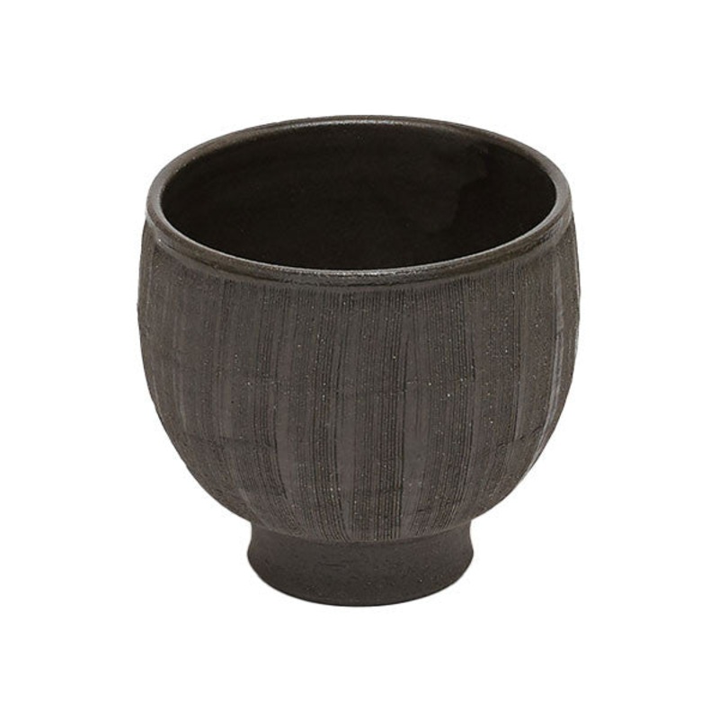 Matcha Tea Bowl Koshun Combed Black 22 fl oz / 4.25" dia