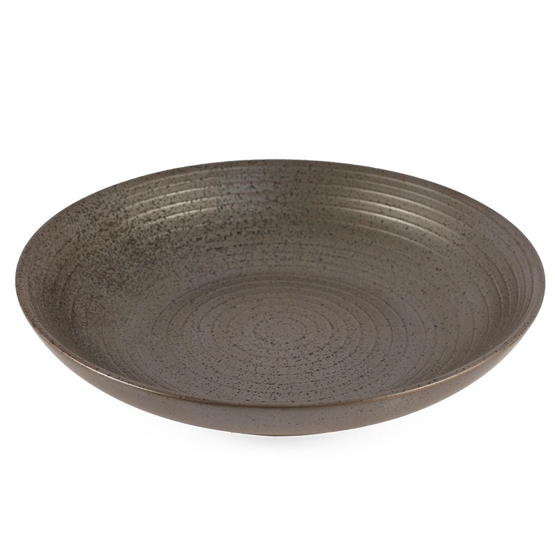 Metallic Gray Black Speckled Serving Plate 9" dia