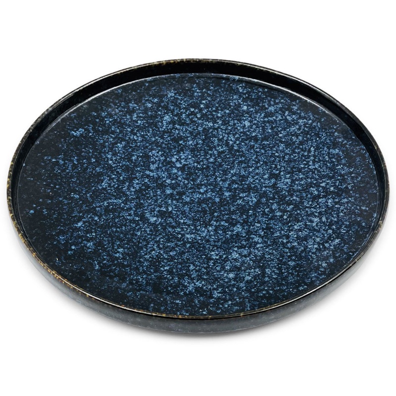 Porcelain Blue Star Rimmed Dinner Plate 10.5" dia