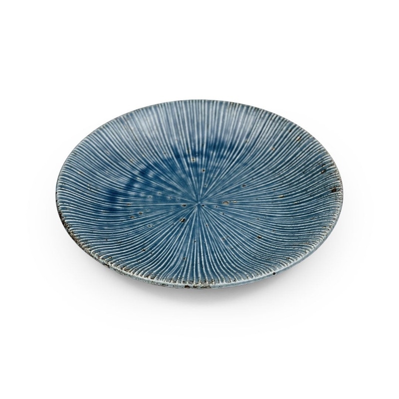 Rusty Blue Sendan Line Textured Round Salad Plate 7.1" dia