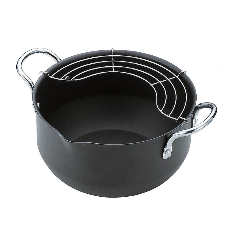 Summit Iron Deep Frying Pot with Oil Drain Rack 8.25" dia / 2.2-Qt