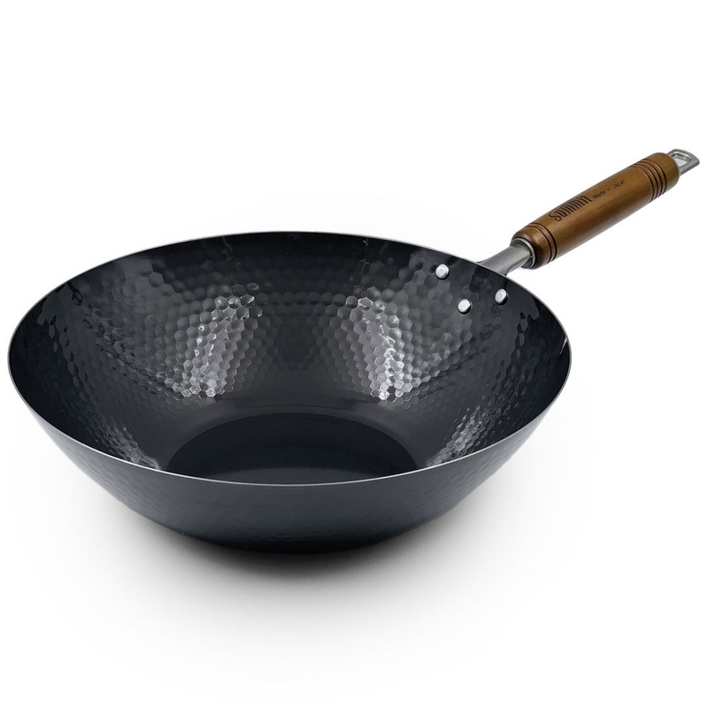 Summit Iron Hammered Beijing Flat-Bottom Wok Pan 11.8" dia x 4.7" ht
