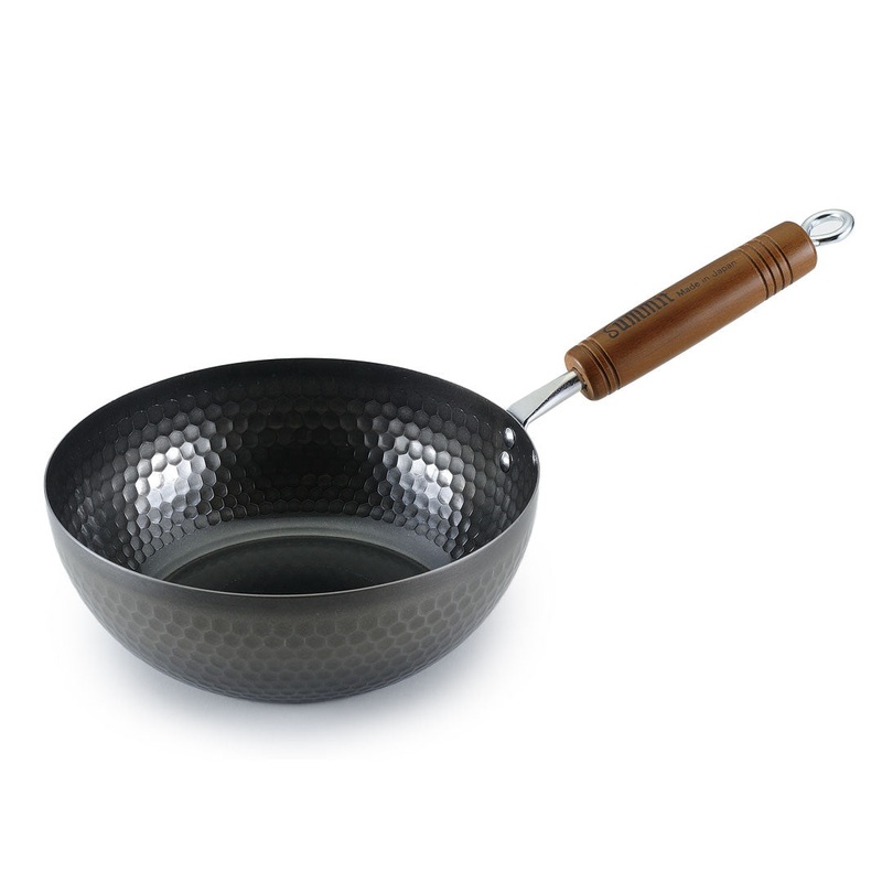 Summit Iron Hammered Beijing Flat-Bottom Wok Pan 8.7" dia x 5.5" ht