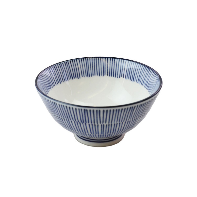 Tokusa Blue Lined Rice Bowl Chawan 9 fl oz / 4.5" dia