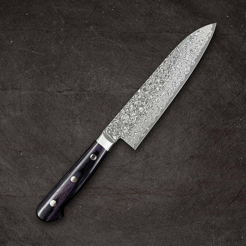 Yoshimi Kato VG-10 Nickel Damascus Gyuto 180mm (7.1") Dark Purple Handle