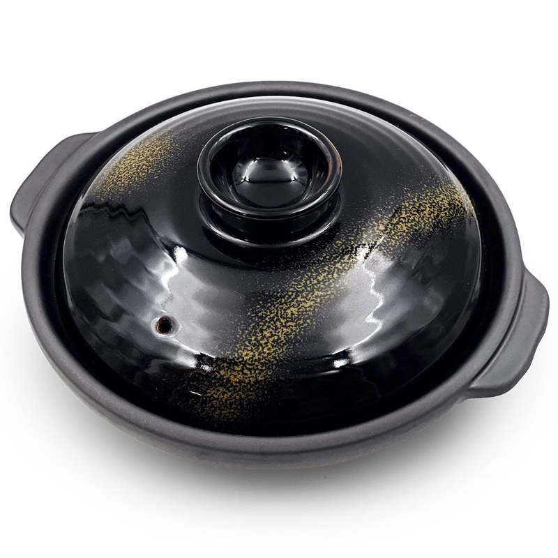 Kinka Gold x Black Donabe Earthenware Pot 57 fl oz / 8.7" dia