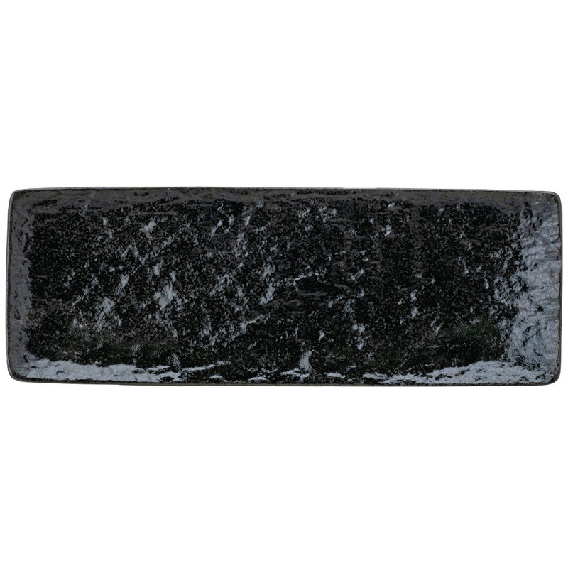 Porcelain Petra Black Flat Rectangular Dinner Plate 11.8" x 4.1"