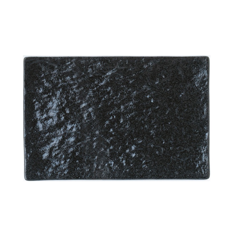 Porcelain Petra Black Flat Rectangular Dinner Plate 9.6" x 6.3"