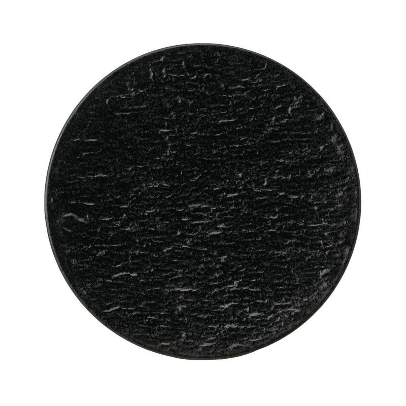 Porcelain Petra Black Flat Round Dinner Plate 8.7" dia