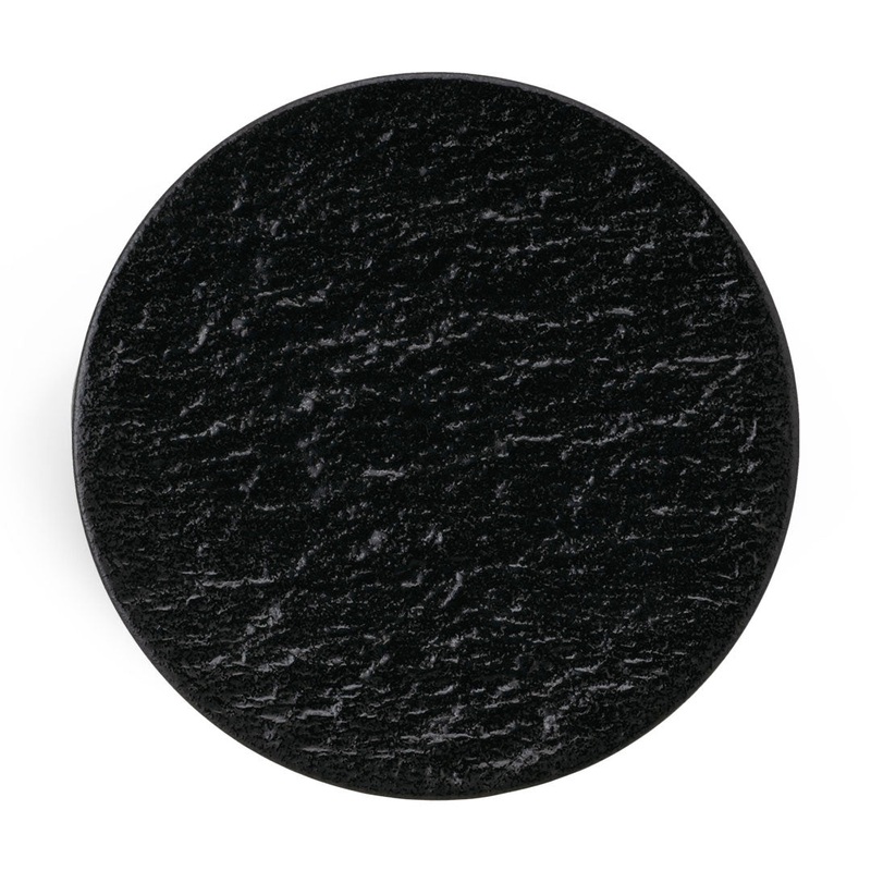Porcelain Petra Black Flat Round Dinner Plate 9.8" dia