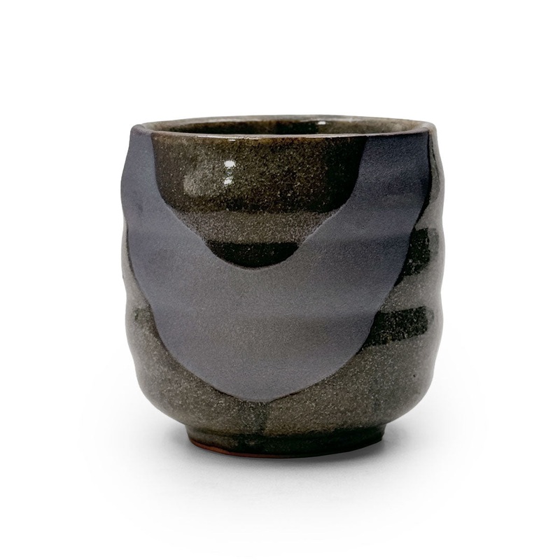 Shino Gray Brushstroke Teacup Yunomi 12 fl oz / 3.5" dia